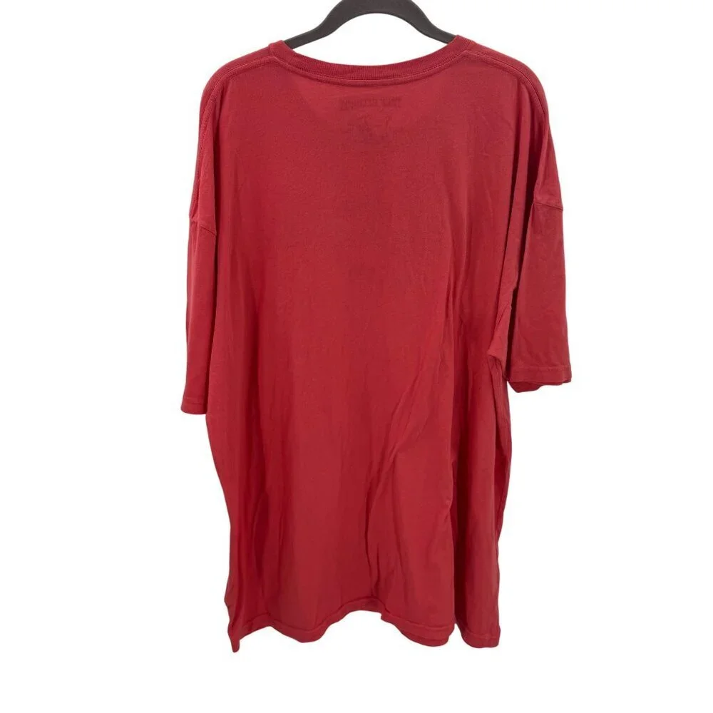 True Religion Red Puff Logo T-Shirt Mens 2XL Made In USA Graphic Buddha Design